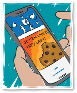 Digital ad on a mobile device for cookies that read Get em while they last!